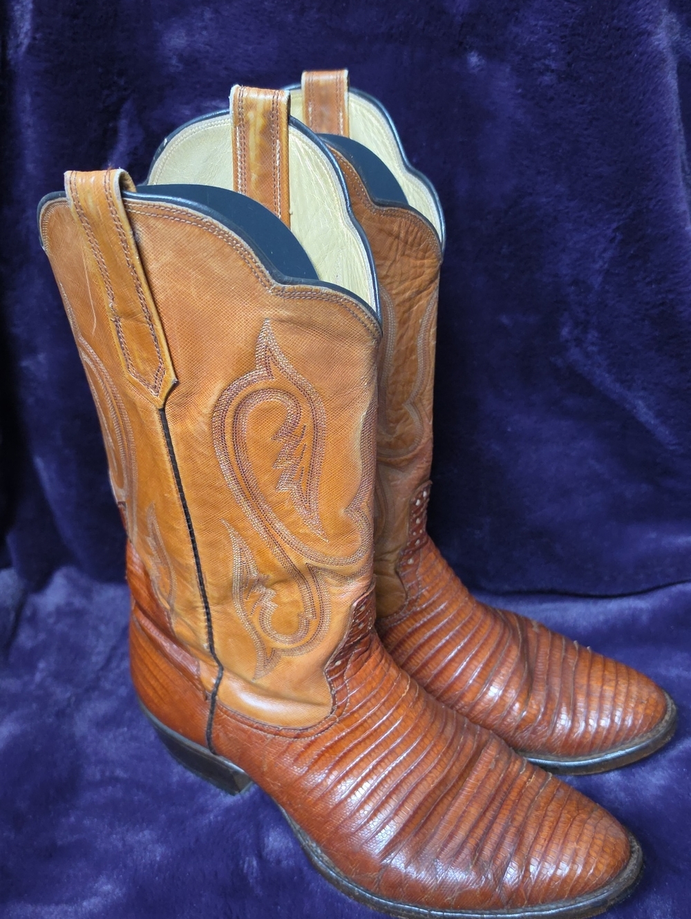 Rios of Mercedes Two-Tone Tan & Brown Western Cowboy Boots Sz 10D Pointed Toe